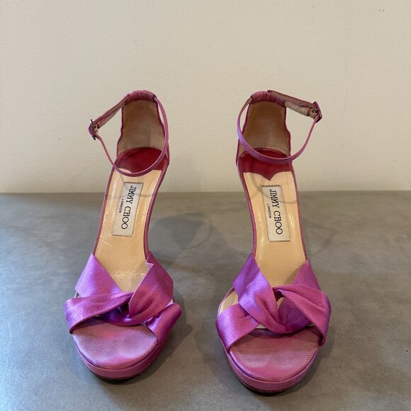 Jimmy Choo Pink Satin Sandals - Picture 2 of 7